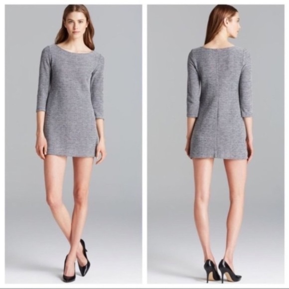 Theory Mimi H. Plentiful Tweed Mini Dress Large Blue White - Picture 2 of 9
